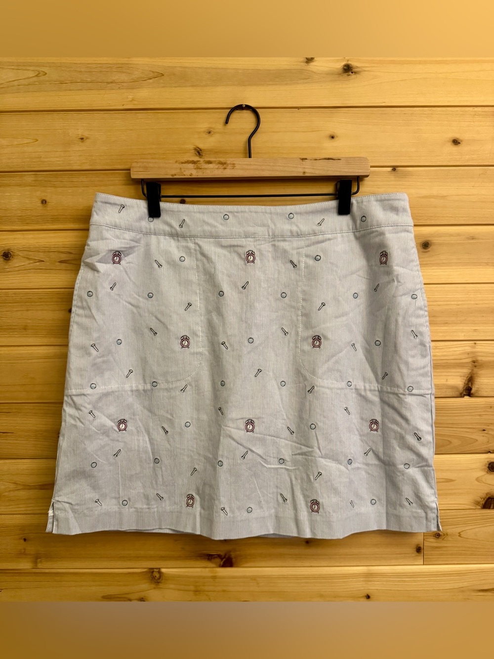 Vineyard Vines Sz 14 Cotton Blend Golfing Tee Time Cotton Blend Skort Golf Clock
